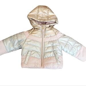ROTHSCHILD PINK/SILVER PUFFY WINTER CHILDRENS COAT SIZE 12M